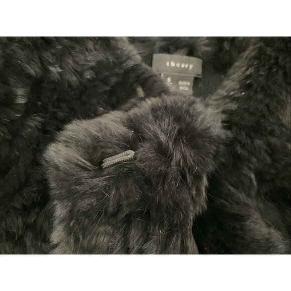 Theory Long Sleeve Black Wool Genuine Rabbit Front Cardigan Black Size Small - Picture 14 of 14